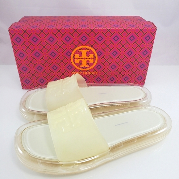 NWT$188 Tory Burch Bubble Jelly Pool Slide Sandals in Ivory Sz 8 - Picture 3 of 10